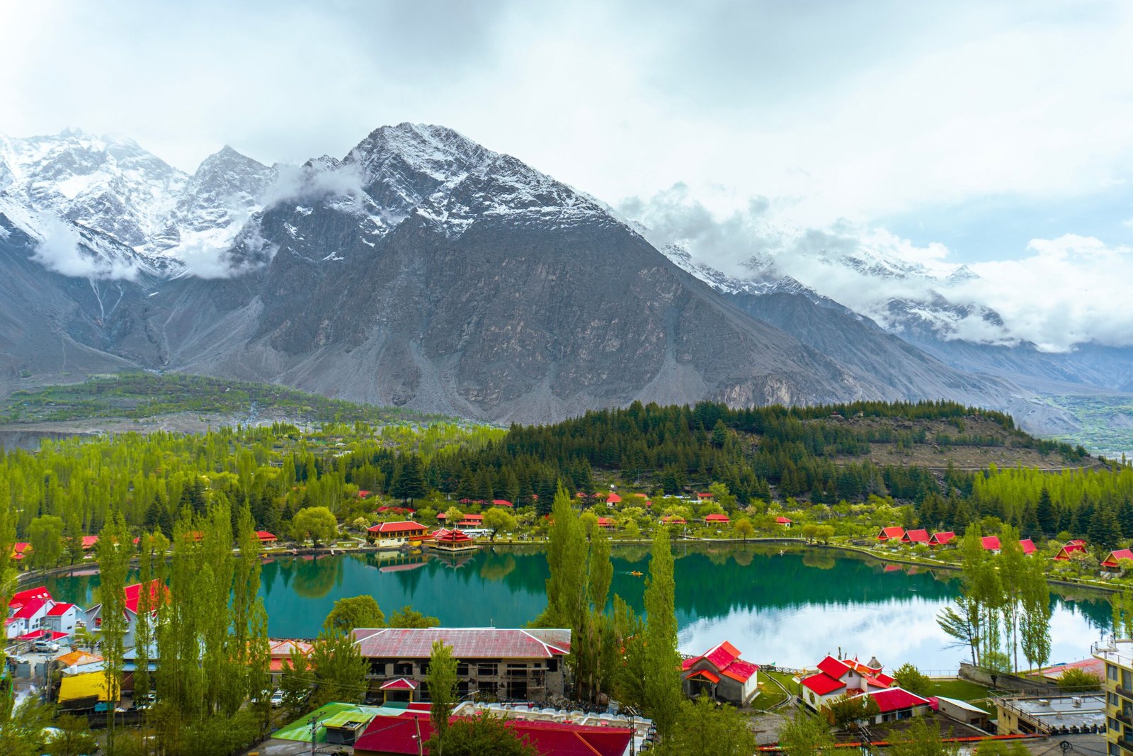 Shangrila Resort lake and mountains in Skardu, Pakistan