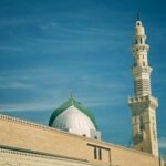 Al-Masjid an-Nabawi mosque in Madinah at blue hour